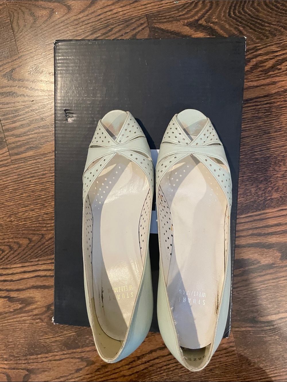 Stuart Weitzman Mint Green Peep-Toe Flats